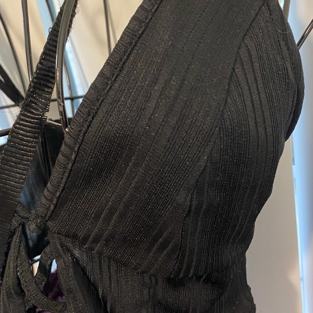 Urban Outfitters Black Ribbed Lace-Up Crop Top - Picture 4 of 7
